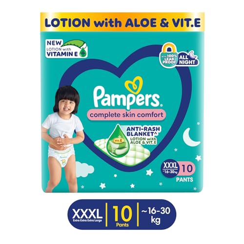 Pampers Complete Skin Comfort | Pant Style Diaper Large, 128 Count| Anti Rash with 100% protection from leakage upto 12 hrs