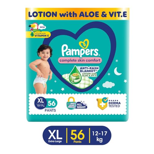 Pampers Complete Skin Comfort | Pant Style Diaper Large, 128 Count| Anti Rash with 100% protection from leakage upto 12 hrs