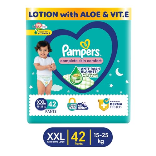 Pampers Complete Skin Comfort | Pant Style Diaper Large, 128 Count| Anti Rash with 100% protection from leakage upto 12 hrs