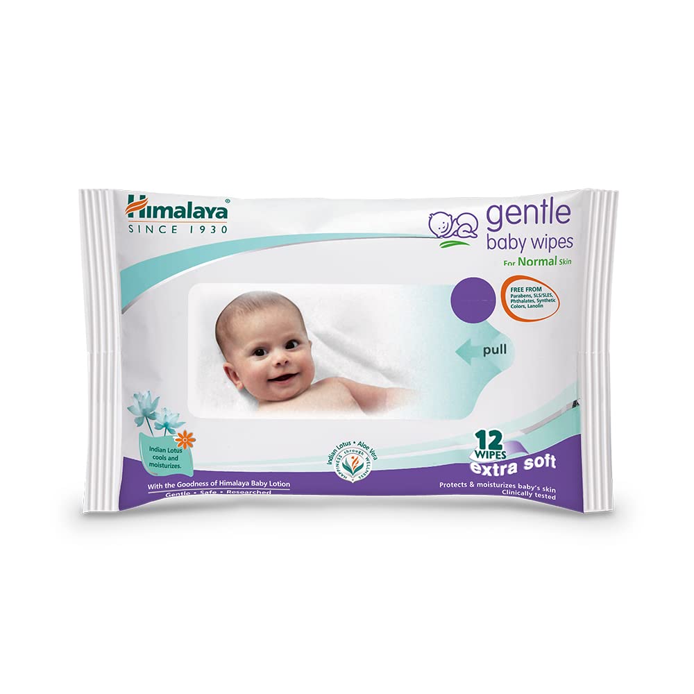 Himalaya Gentle Baby Wipes with Lid (72 wipes x4 packs -288 wipes) |100% Biodegradable Plant-based fabric | Indian Lotus & Aloe Vera | Skin Friendly PH| Extra Soft