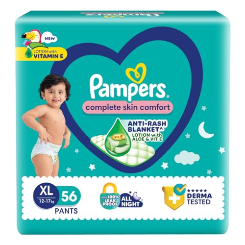 Pampers Complete Skin Comfort | Pant Style Diaper Large, 128 Count| Anti Rash with 100% protection from leakage upto 12 hrs