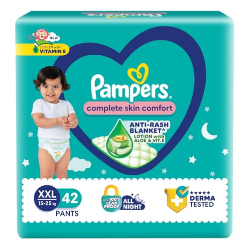Pampers Complete Skin Comfort | Pant Style Diaper Large, 128 Count| Anti Rash with 100% protection from leakage upto 12 hrs