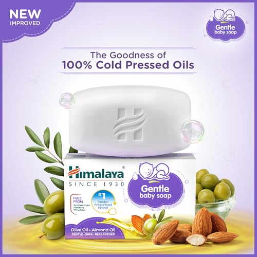 Himalaya Gentle Baby Soap 125 g | Value Pack of 4 - Save Rs 50 extra| No 1 Doctor prescribed brand | Oils of Almond & Olive | Gently cleanses baby's skin |