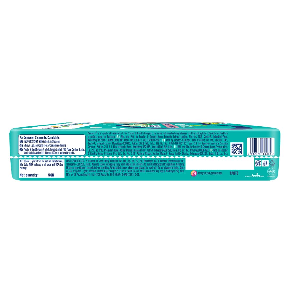 Pampers Complete Skin Comfort | Pant Style Diaper Large, 128 Count| Anti Rash with 100% protection from leakage upto 12 hrs