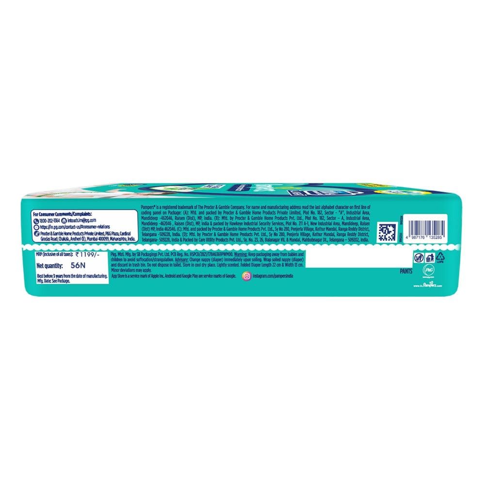 Pampers Complete Skin Comfort | Pant Style Diaper Large, 128 Count| Anti Rash with 100% protection from leakage upto 12 hrs