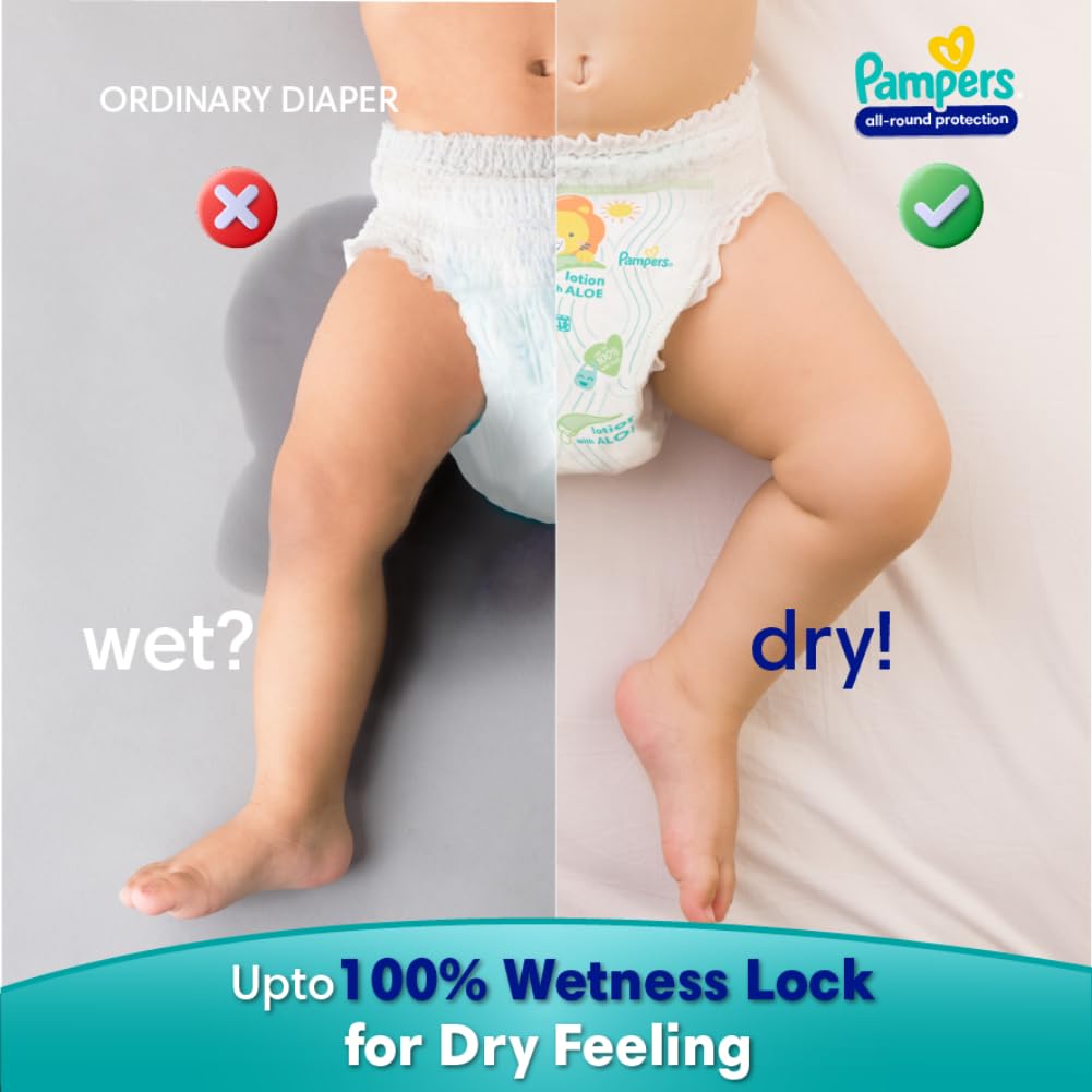 Pampers Complete Skin Comfort | Pant Style Diaper Large, 128 Count| Anti Rash with 100% protection from leakage upto 12 hrs