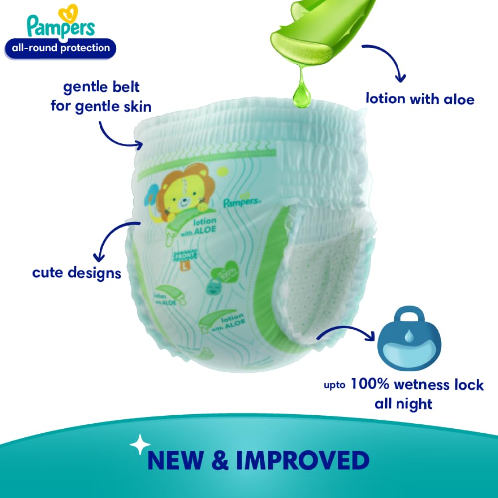 Pampers Complete Skin Comfort | Pant Style Diaper Large, 128 Count| Anti Rash with 100% protection from leakage upto 12 hrs