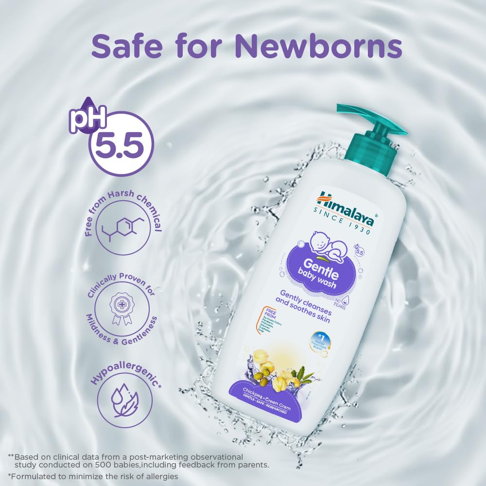 Himalaya Gentle Baby Wash 400ml | No tears formula |with chickpea and Green gram| Cleansing baby's gentle skin