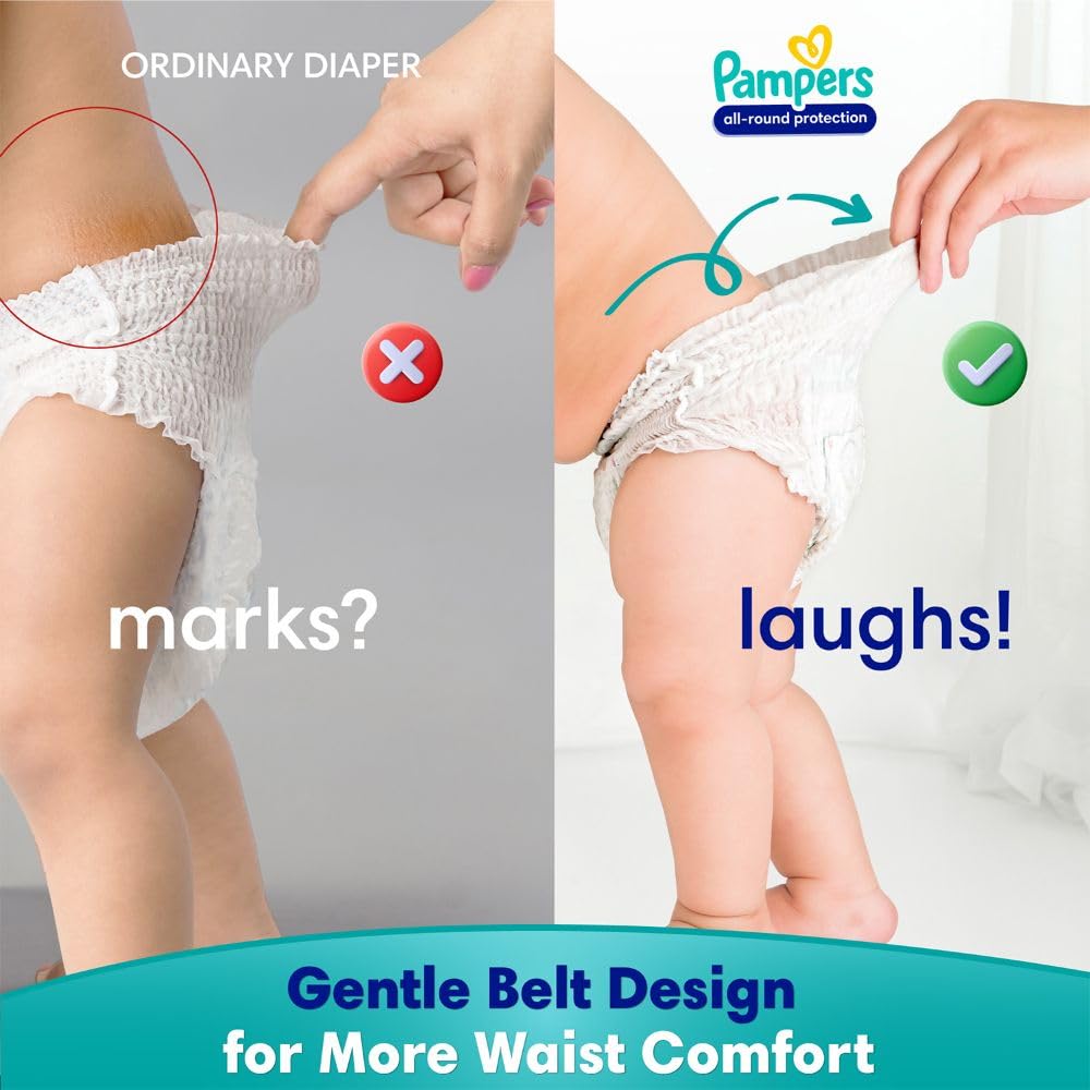 Pampers Complete Skin Comfort | Pant Style Diaper Large, 128 Count| Anti Rash with 100% protection from leakage upto 12 hrs