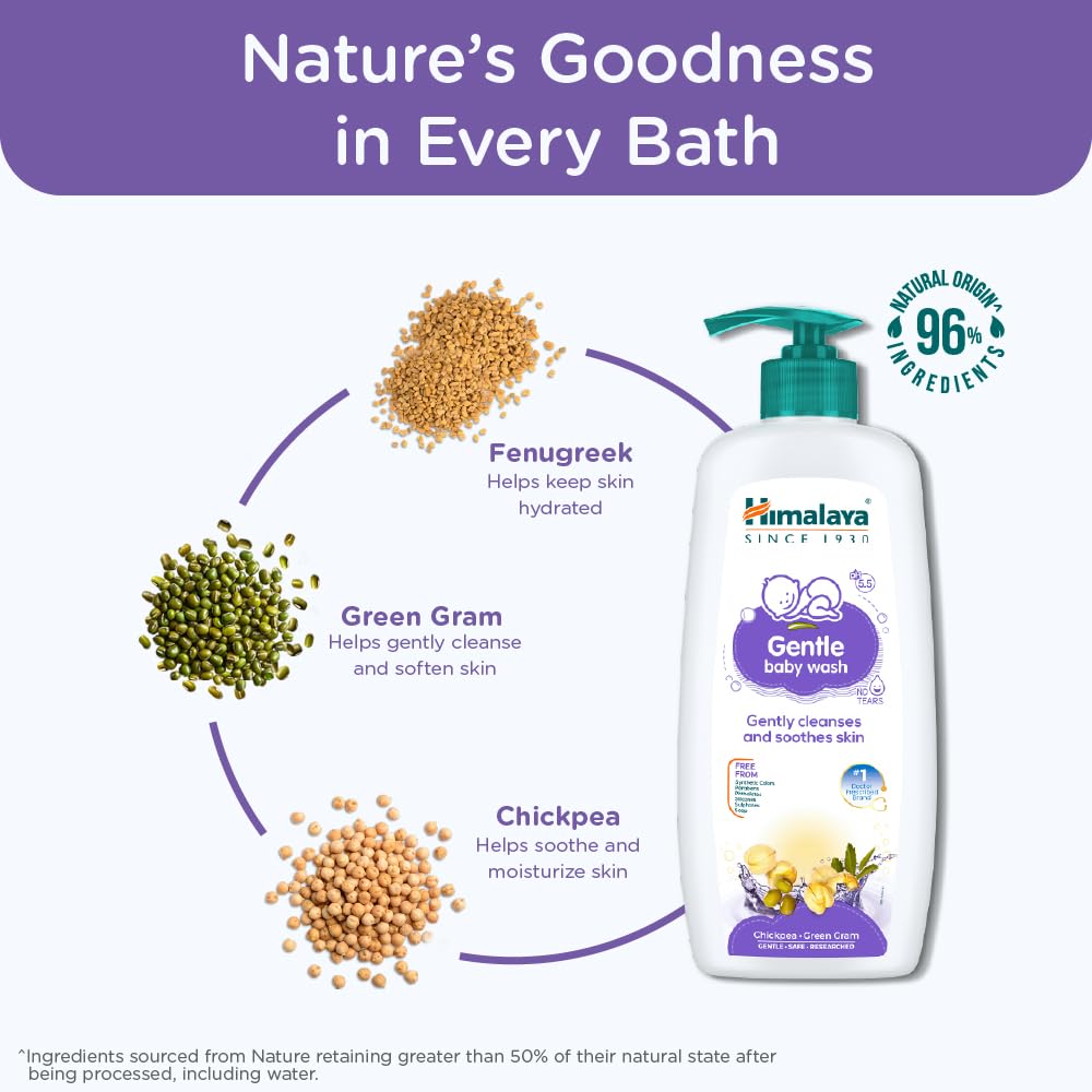 Himalaya Gentle Baby Wash 400ml | No tears formula |with chickpea and Green gram| Cleansing baby's gentle skin