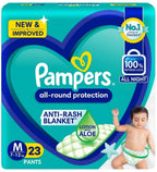 Pampers Complete Skin Comfort | Pant Style Diaper Large, 128 Count| Anti Rash with 100% protection from leakage upto 12 hrs