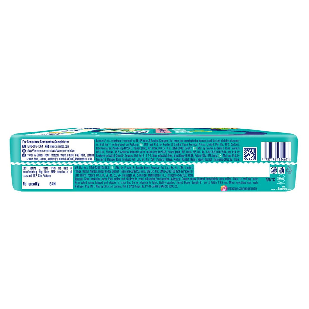 Pampers Complete Skin Comfort | Pant Style Diaper Large, 128 Count| Anti Rash with 100% protection from leakage upto 12 hrs