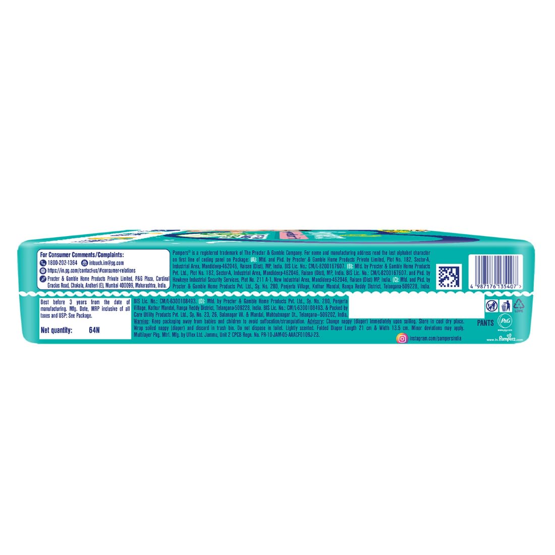 Pampers Complete Skin Comfort | Pant Style Diaper Large, 128 Count| Anti Rash with 100% protection from leakage upto 12 hrs