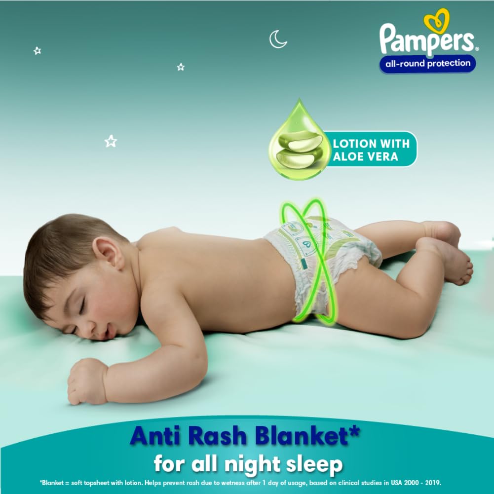 Pampers Complete Skin Comfort | Pant Style Diaper Large, 128 Count| Anti Rash with 100% protection from leakage upto 12 hrs