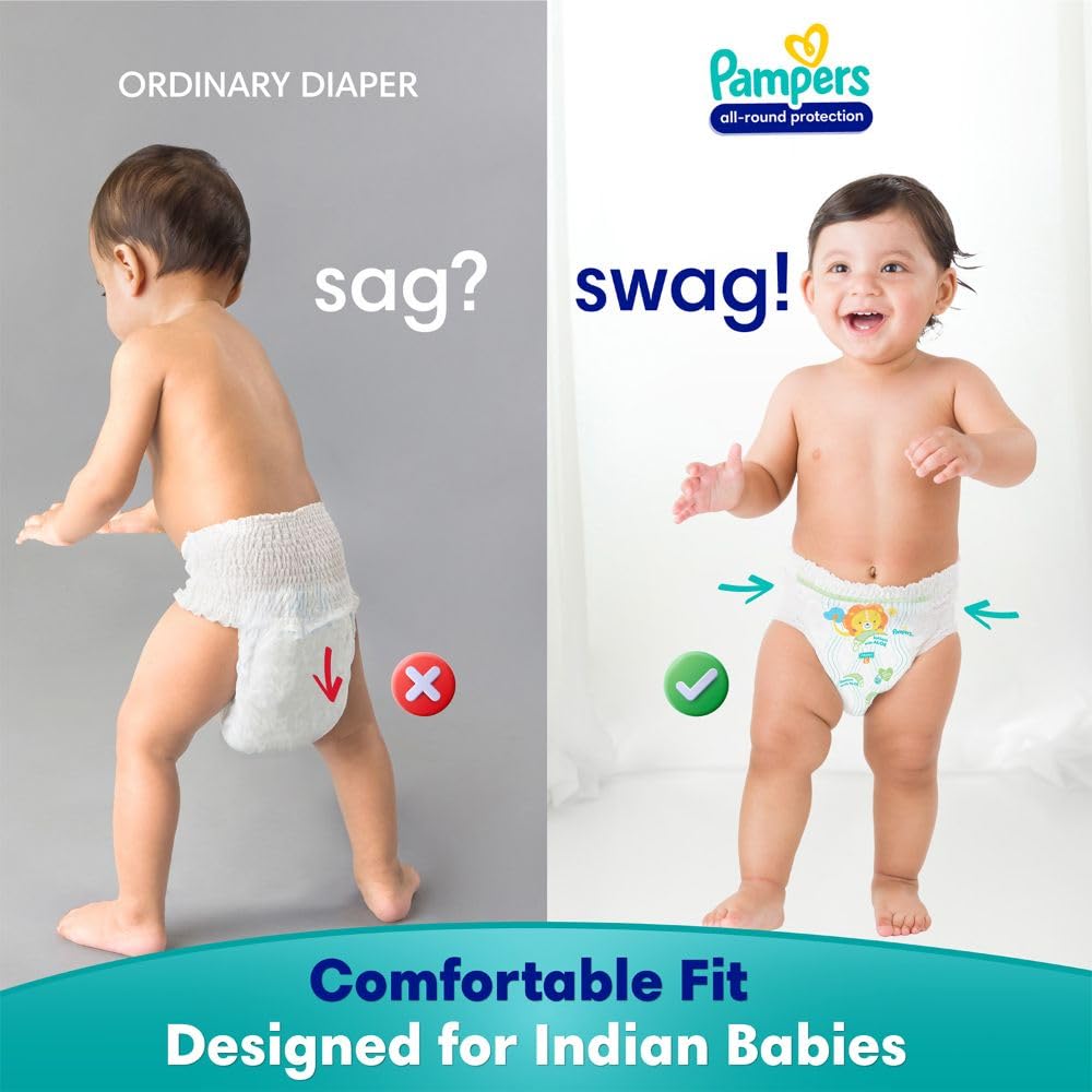 Pampers Complete Skin Comfort | Pant Style Diaper Large, 128 Count| Anti Rash with 100% protection from leakage upto 12 hrs