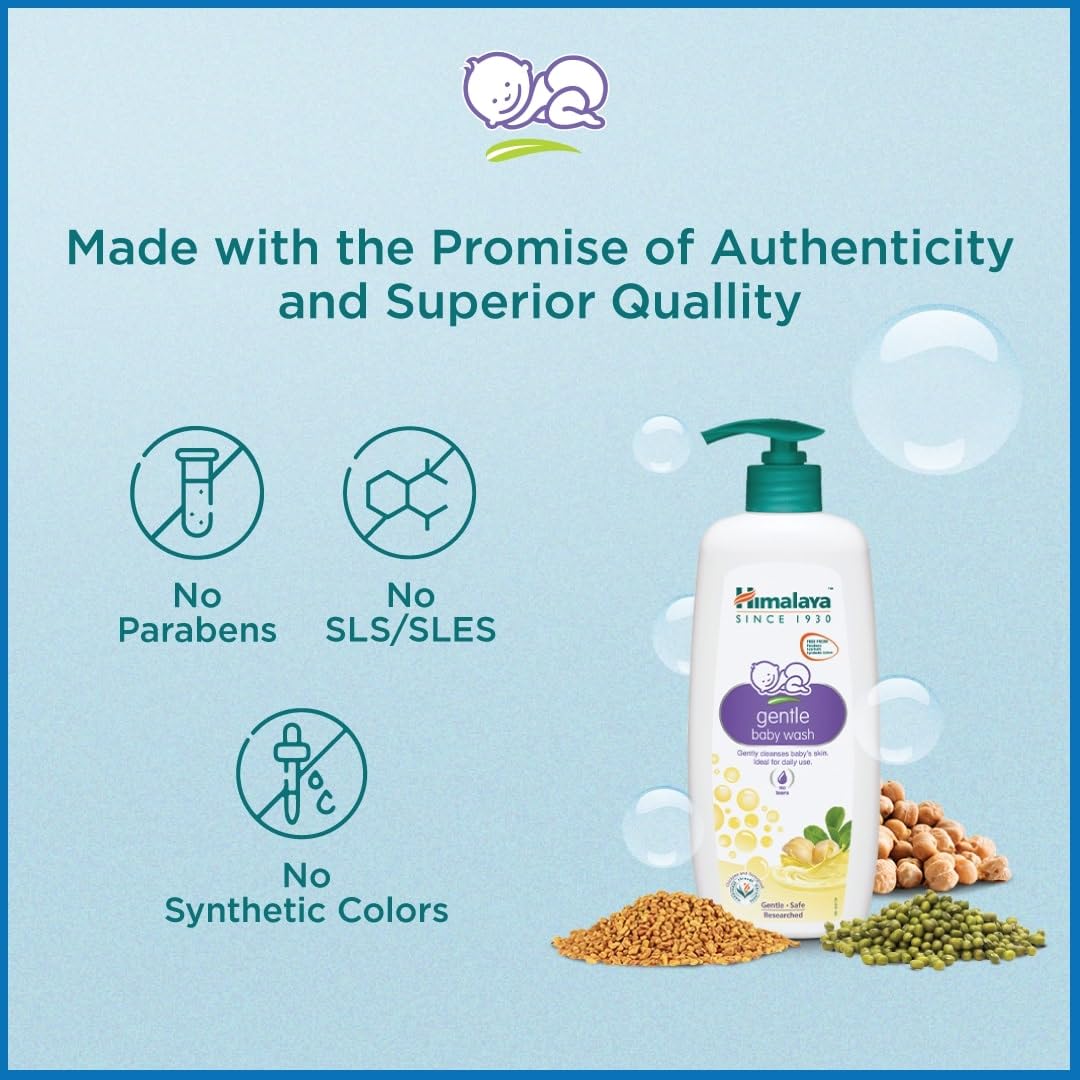 Himalaya Gentle Baby Wash 400ml | No tears formula |with chickpea and Green gram| Cleansing baby's gentle skin
