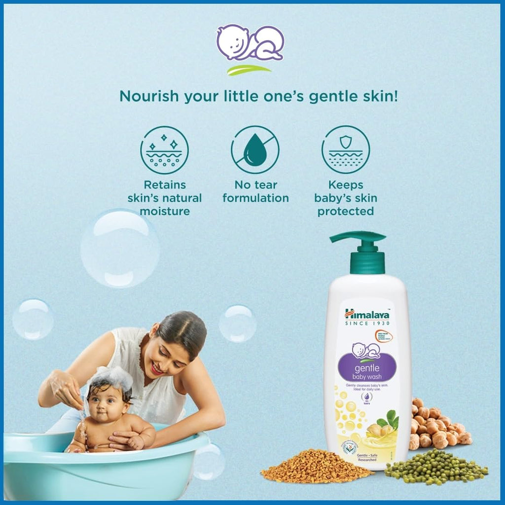 Himalaya Gentle Baby Wash 400ml | No tears formula |with chickpea and Green gram| Cleansing baby's gentle skin