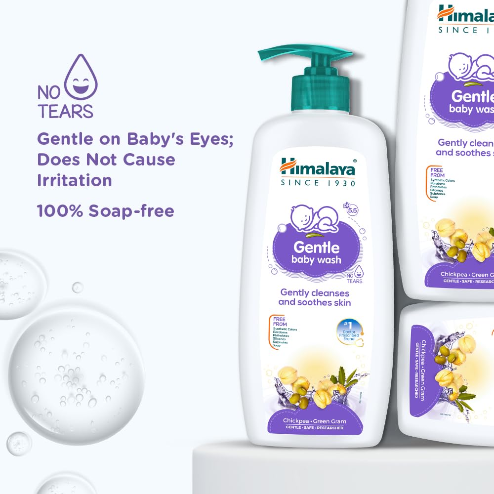 Himalaya Gentle Baby Wash 400ml | No tears formula |with chickpea and Green gram| Cleansing baby's gentle skin