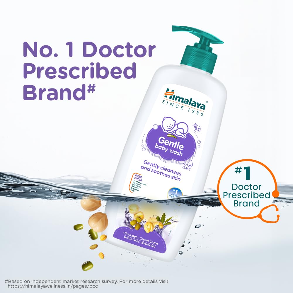 Himalaya Gentle Baby Wash 400ml | No tears formula |with chickpea and Green gram| Cleansing baby's gentle skin