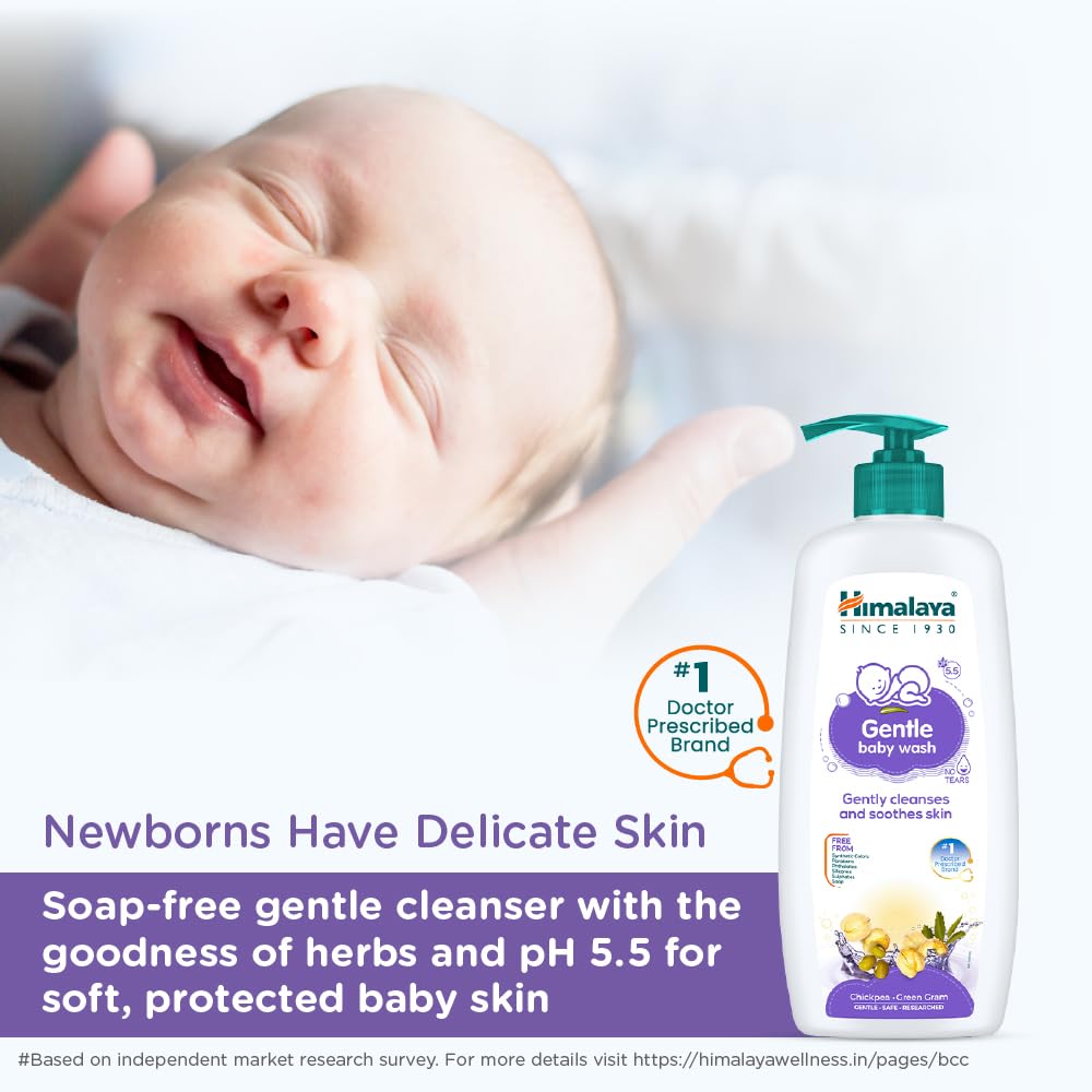 Himalaya Gentle Baby Wash 400ml | No tears formula |with chickpea and Green gram| Cleansing baby's gentle skin