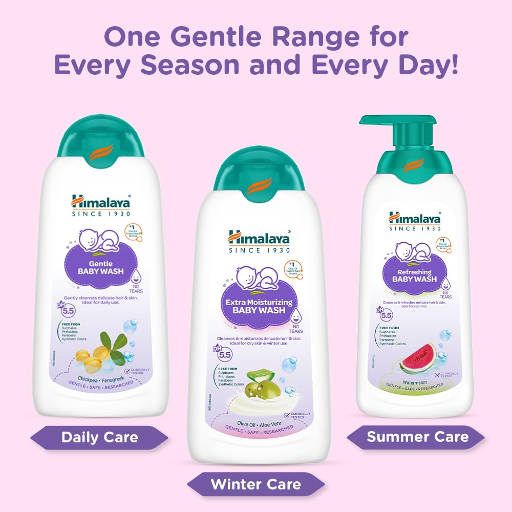 Himalaya Gentle Baby Wash 400ml | No tears formula |with chickpea and Green gram| Cleansing baby's gentle skin