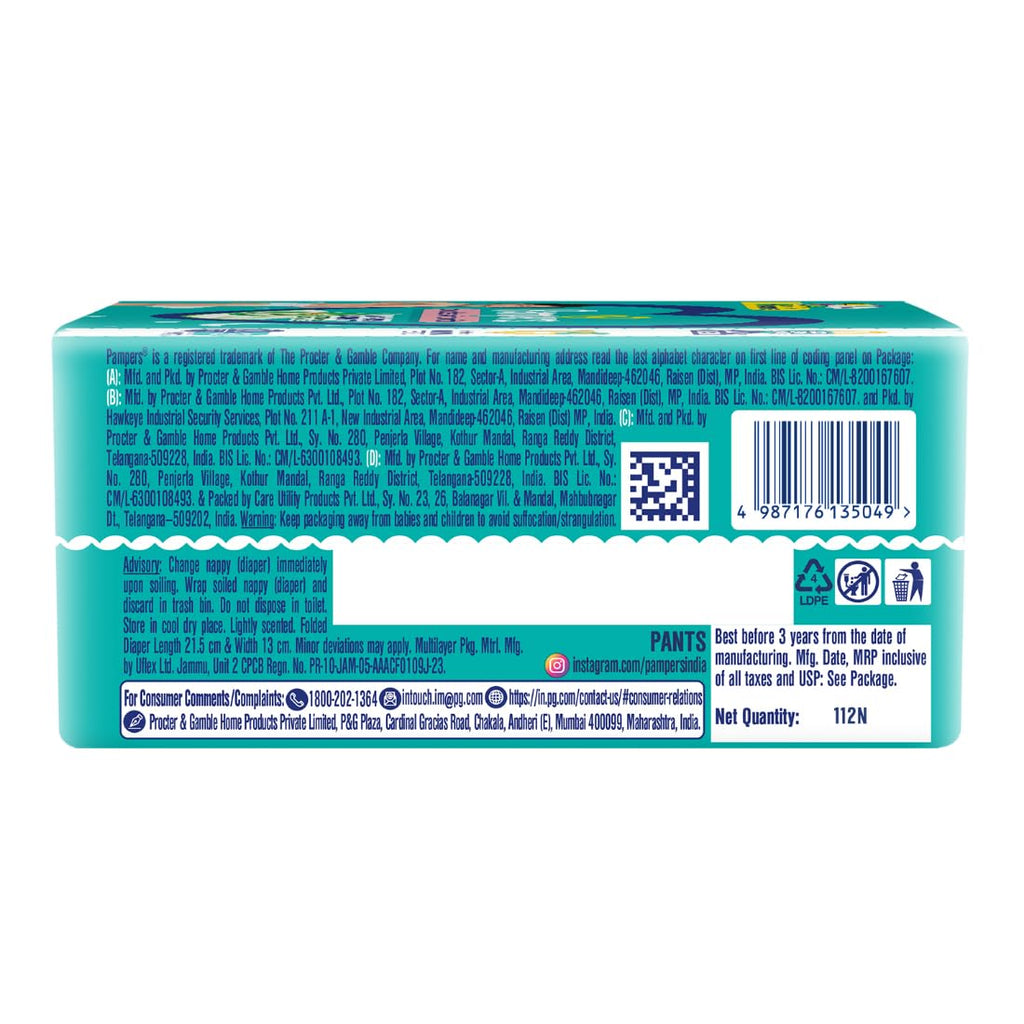 Pampers Complete Skin Comfort | Pant Style Diaper Large, 128 Count| Anti Rash with 100% protection from leakage upto 12 hrs