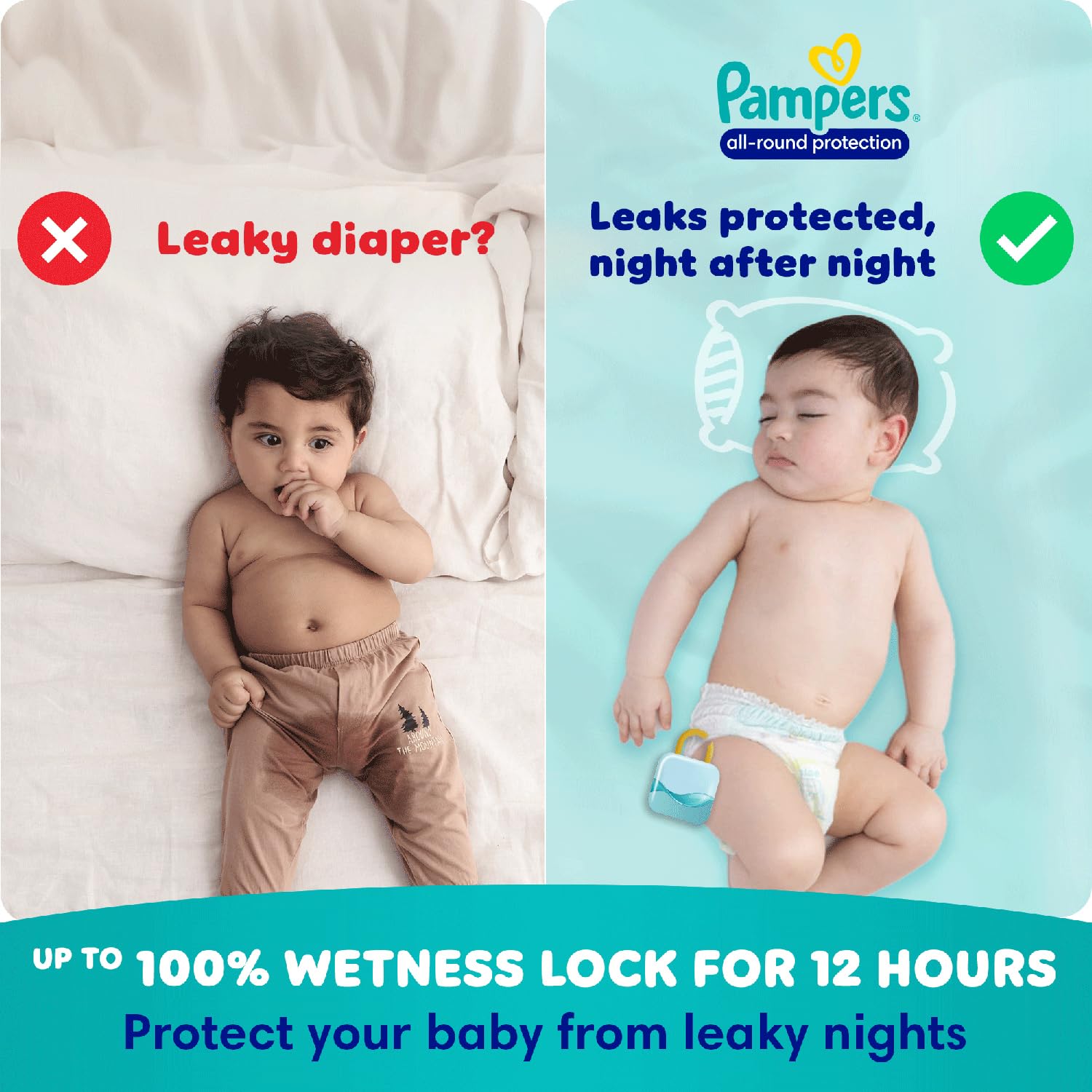 Pampers Complete Skin Comfort | Pant Style Diaper Large, 128 Count| Anti Rash with 100% protection from leakage upto 12 hrs