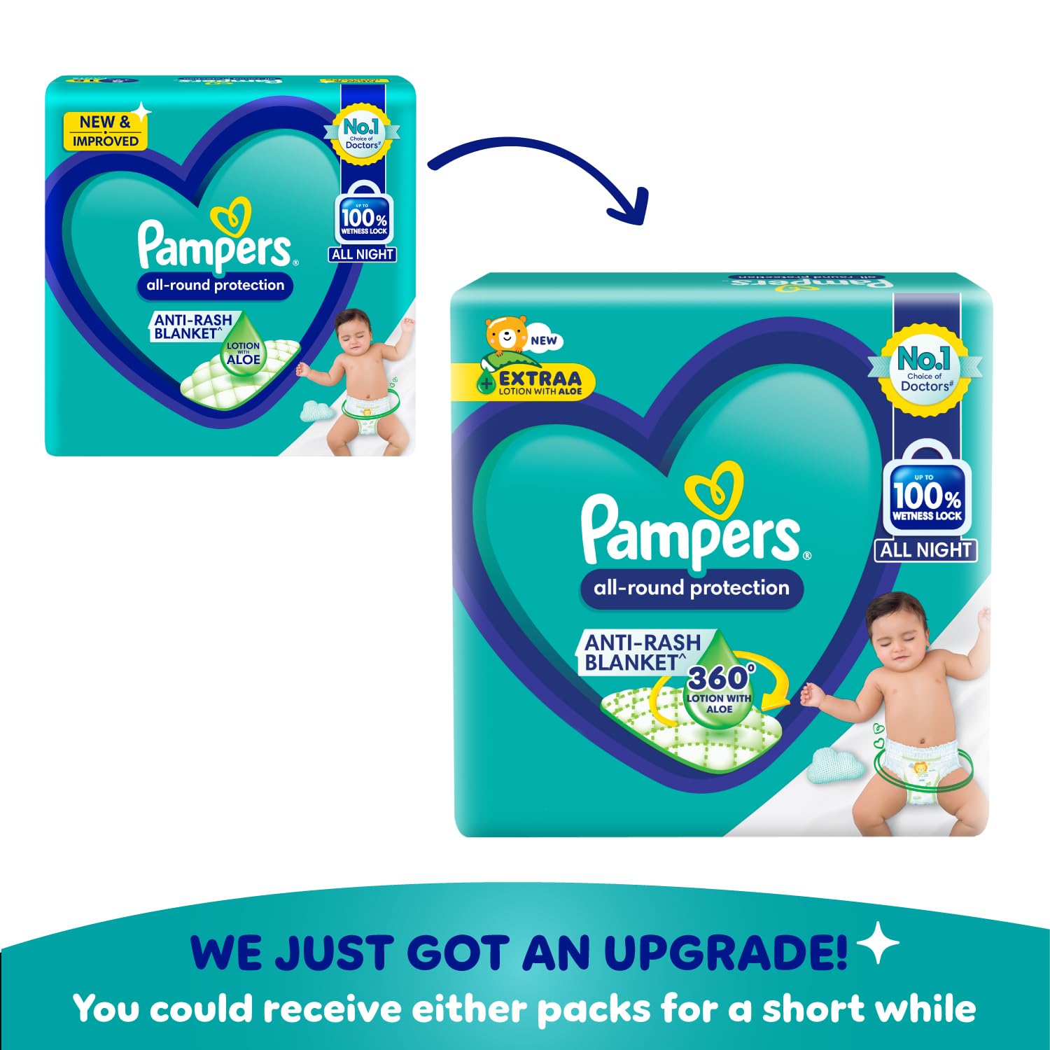 Pampers Complete Skin Comfort | Pant Style Diaper Large, 128 Count| Anti Rash with 100% protection from leakage upto 12 hrs