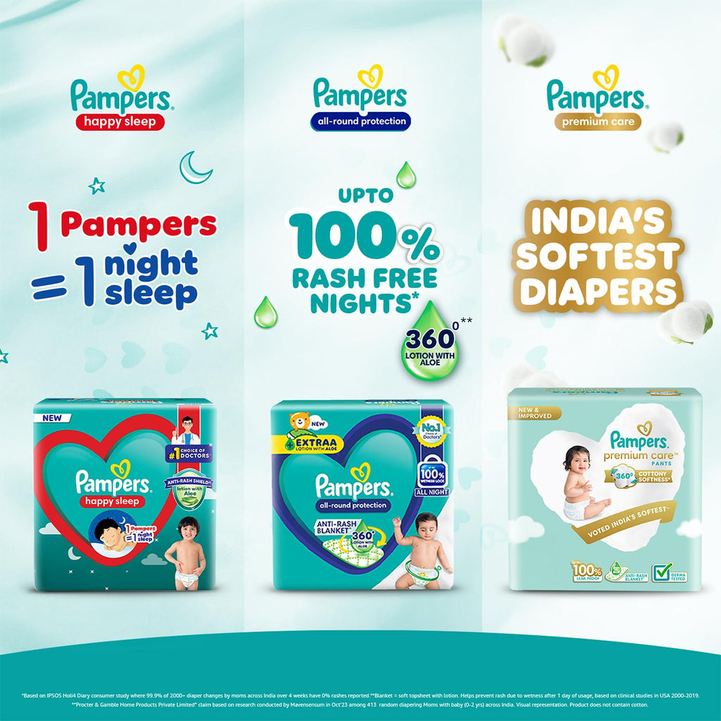Pampers Complete Skin Comfort | Pant Style Diaper Large, 128 Count| Anti Rash with 100% protection from leakage upto 12 hrs