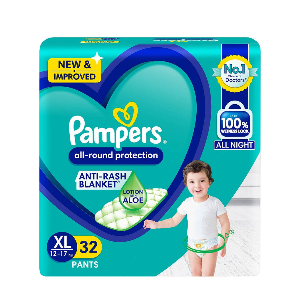 Pampers Complete Skin Comfort | Pant Style Diaper Large, 128 Count| Anti Rash with 100% protection from leakage upto 12 hrs