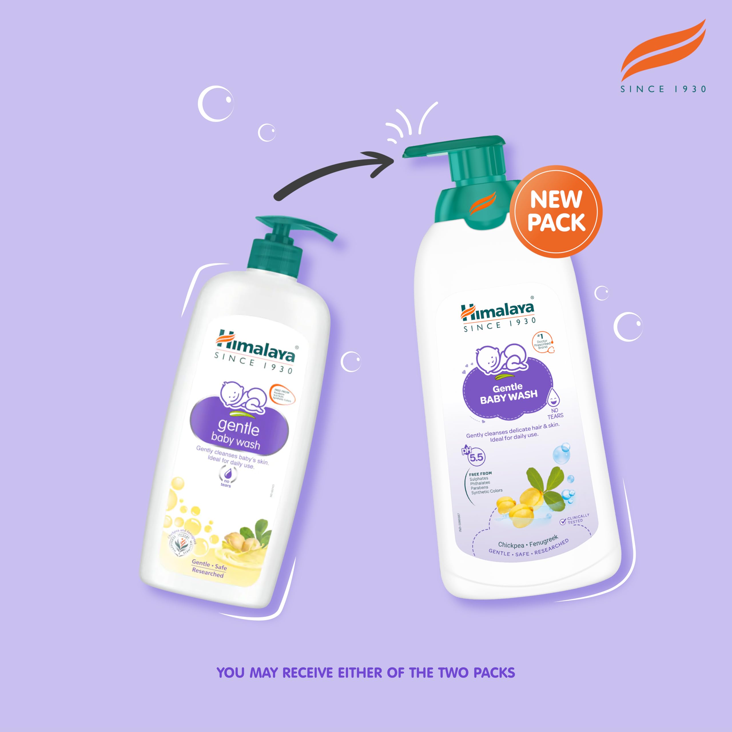 Himalaya Gentle Baby Wash 400ml | No tears formula |with chickpea and Green gram| Cleansing baby's gentle skin