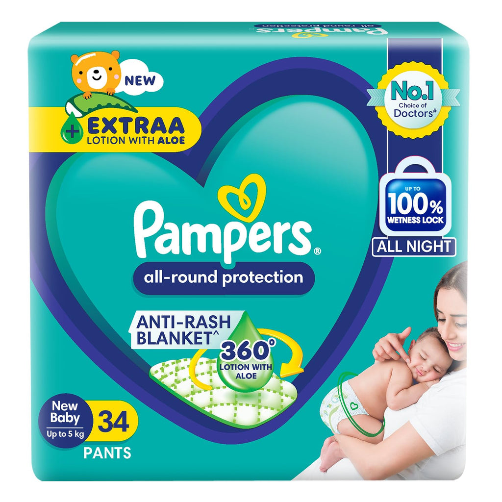 Pampers Complete Skin Comfort | Pant Style Diaper Large, 128 Count| Anti Rash with 100% protection from leakage upto 12 hrs