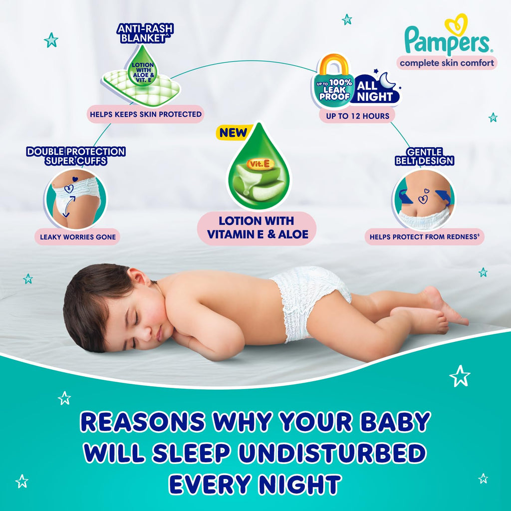 Pampers Complete Skin Comfort | Pant Style Diaper Large, 128 Count| Anti Rash with 100% protection from leakage upto 12 hrs