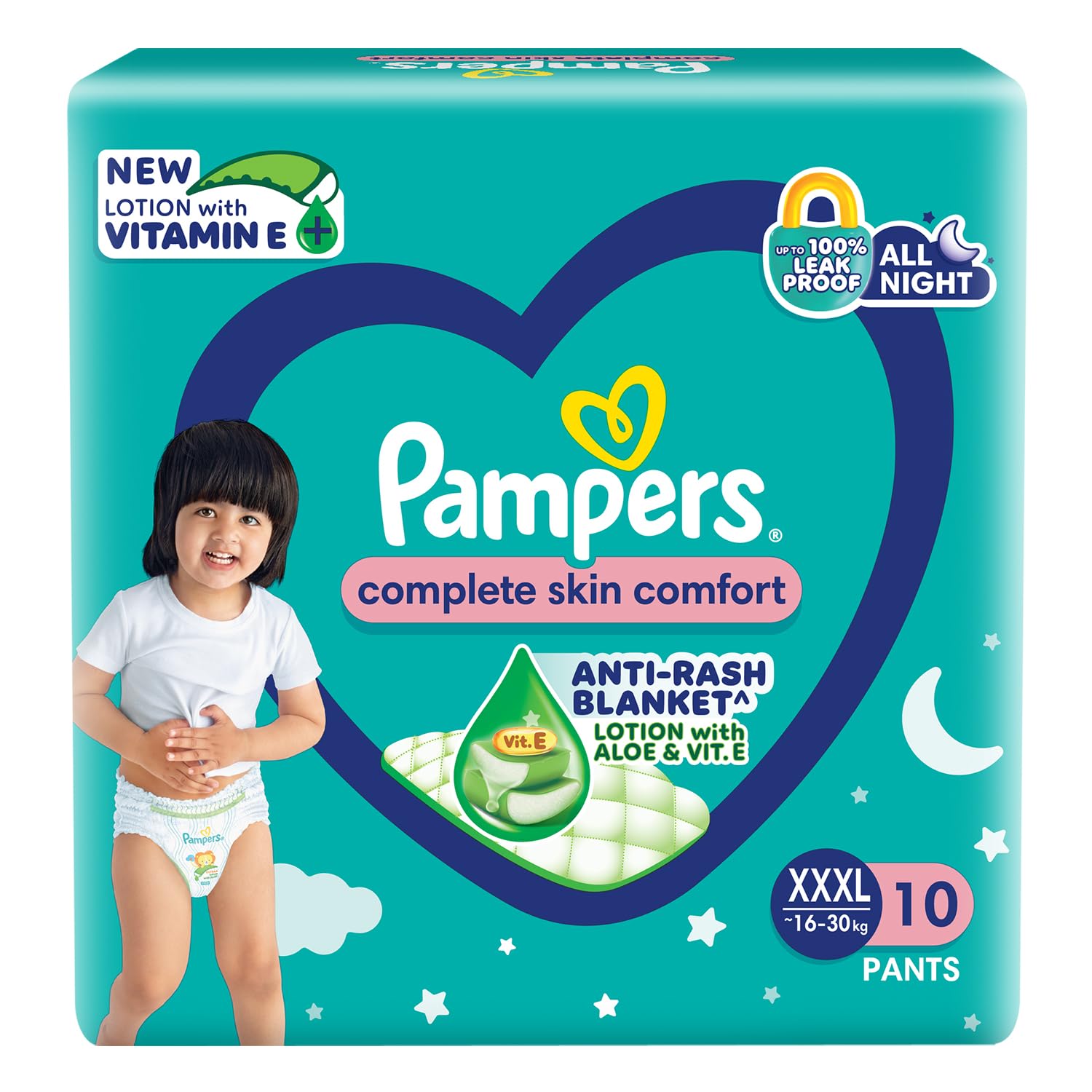 Pampers Complete Skin Comfort | Pant Style Diaper Large, 128 Count| Anti Rash with 100% protection from leakage upto 12 hrs
