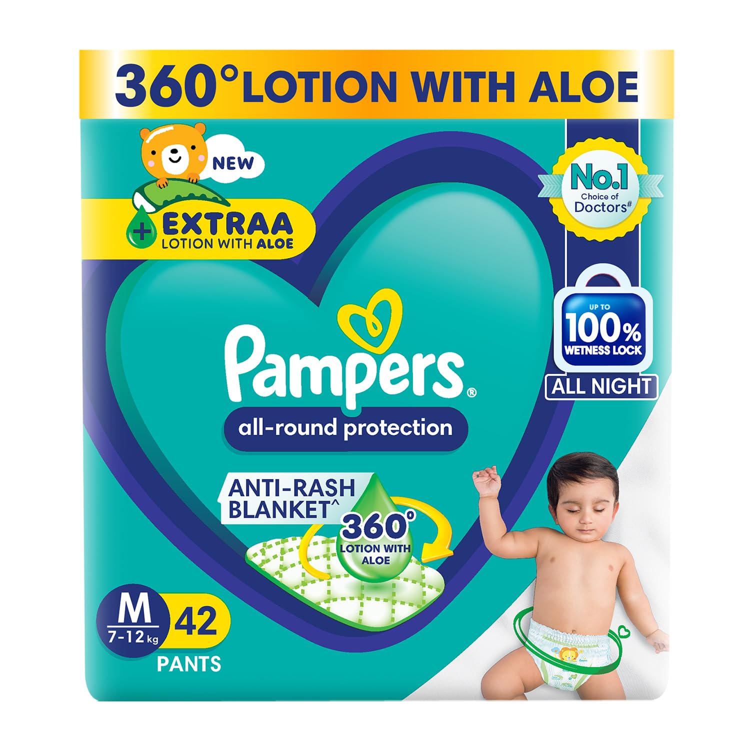 Pampers Complete Skin Comfort | Pant Style Diaper Large, 128 Count| Anti Rash with 100% protection from leakage upto 12 hrs