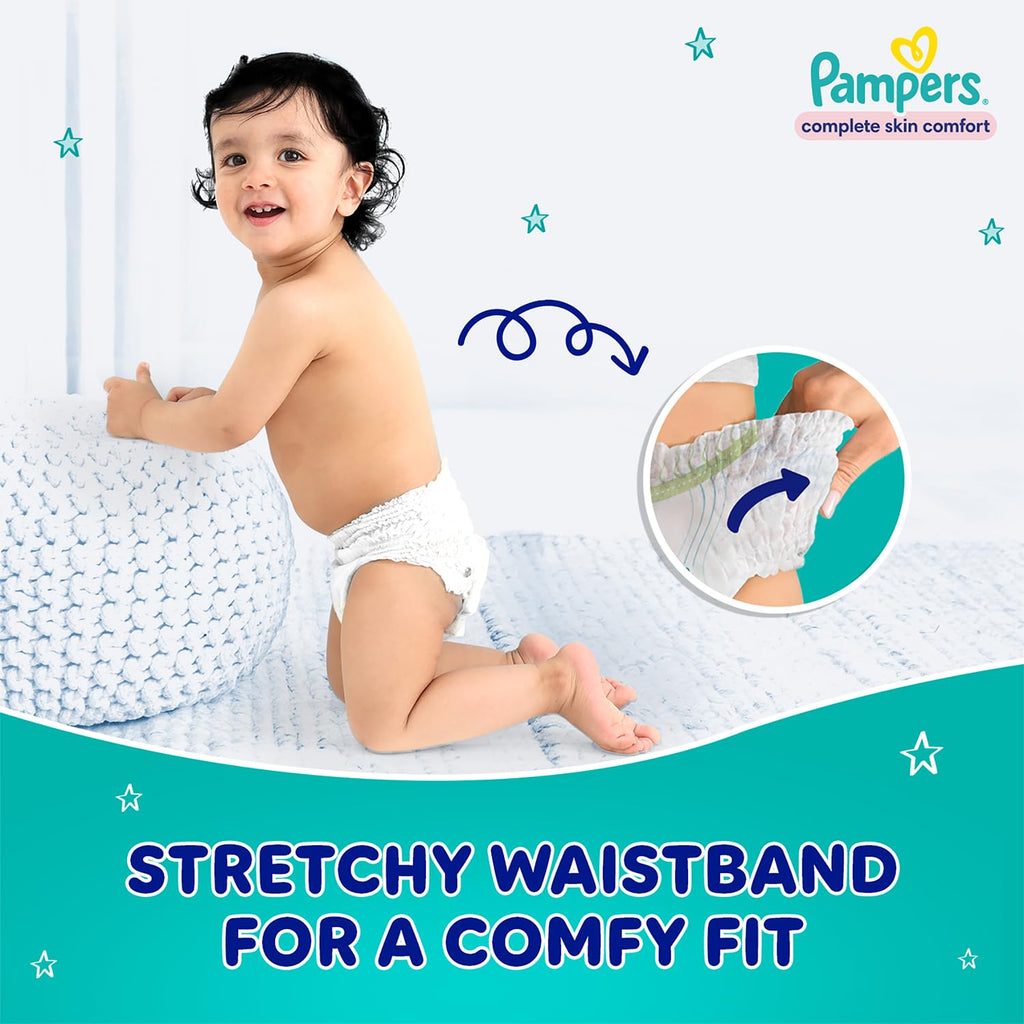 Pampers Complete Skin Comfort | Pant Style Diaper Large, 128 Count| Anti Rash with 100% protection from leakage upto 12 hrs