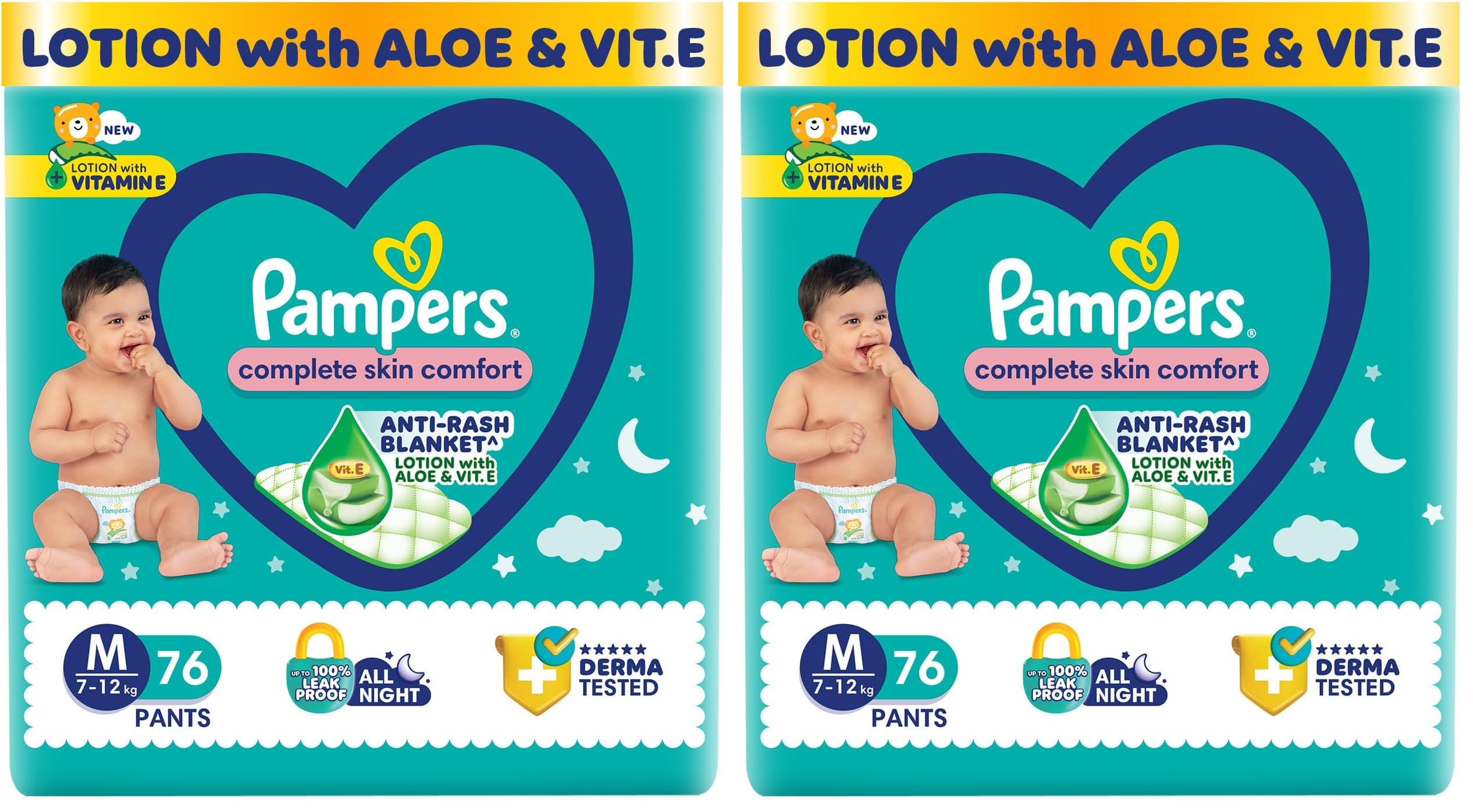 Pampers Complete Skin Comfort | Pant Style Diaper Large, 128 Count| Anti Rash with 100% protection from leakage upto 12 hrs