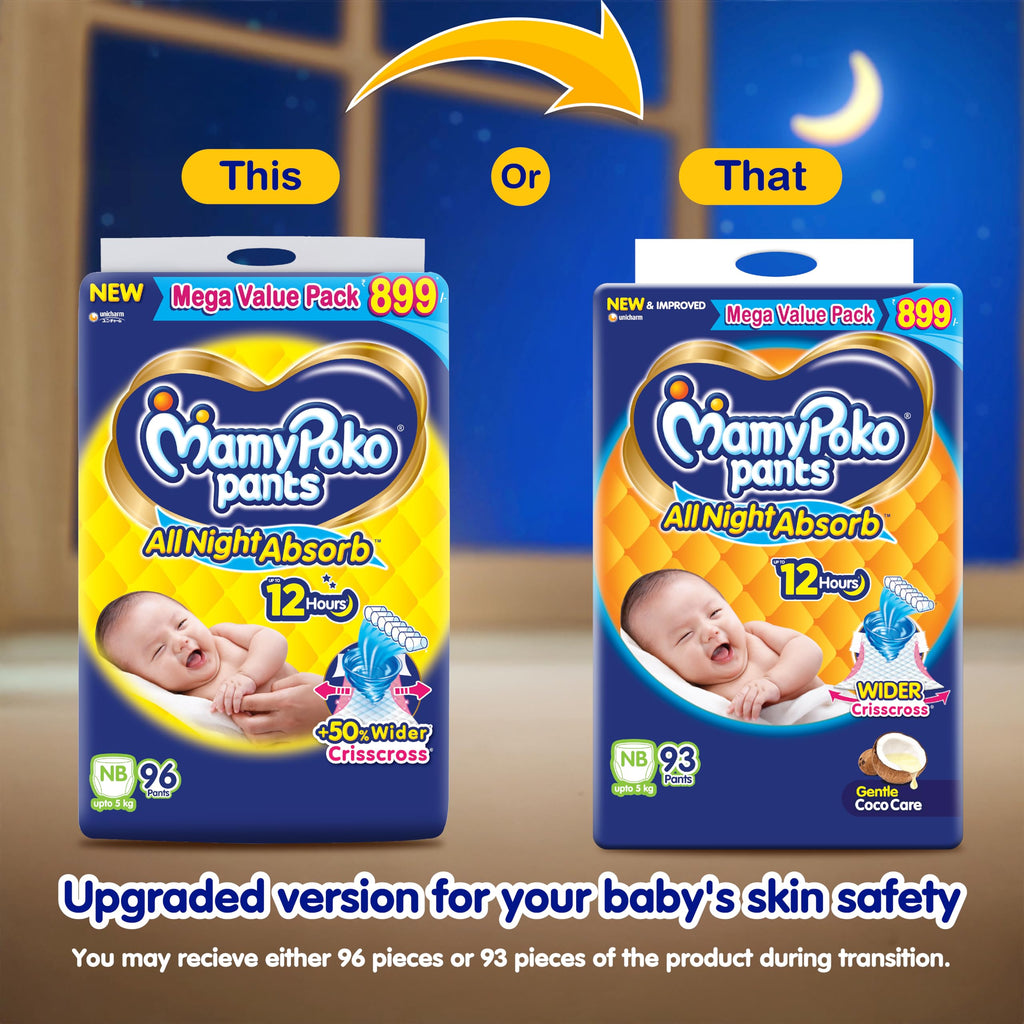 Mamypoko pants All night absorb| Pant Style Baby Diapers Large Size(L), 62 Count, Ideal for 9-14Kgs|1 Diaper= Upto All night Absorption|Wider Crisscross Sheet|Gentle Coco Care| 12hr Leakage Protection| Prevents Heaviness.